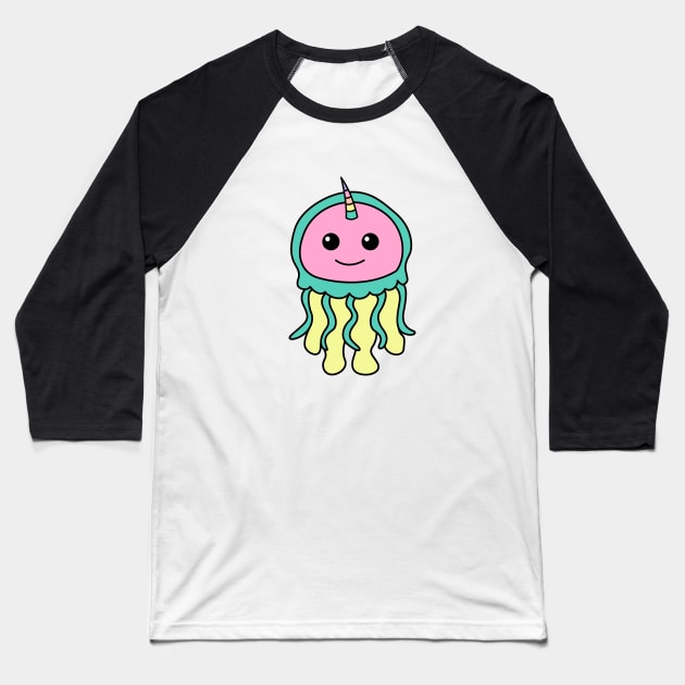 Jellycorn, Jellyfish anf unicorn Baseball T-Shirt by All About Nerds